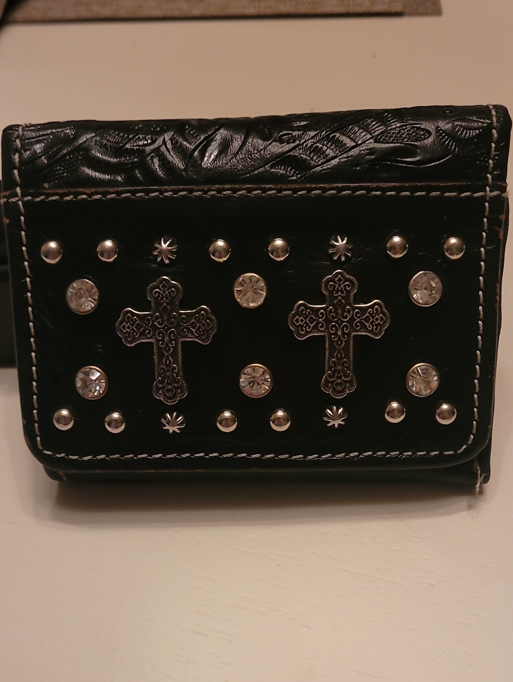 Black Studded Cross Wallet - Unbranded Women's Accessories